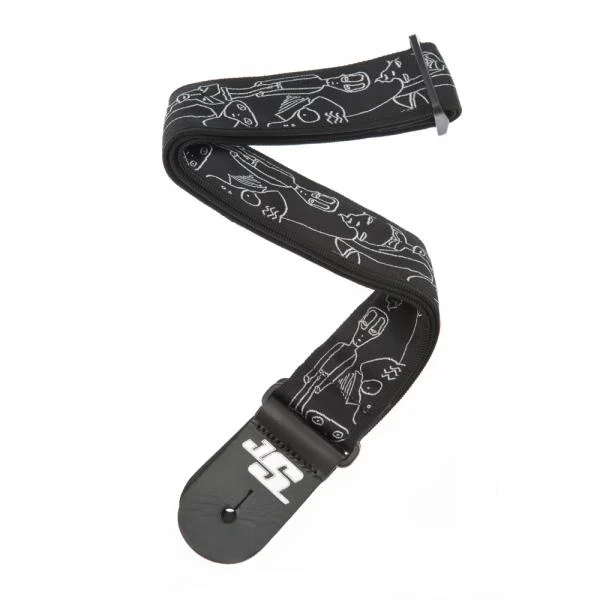 D'addario Courroies - Joe Satriani Woven Silver Sketches
