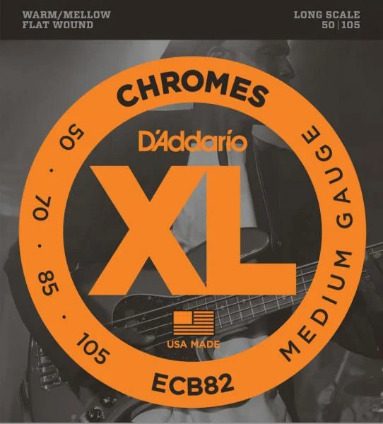 D'addario ECB82 Electric Bass 4-String Set Chromes Flat Wound Long Scale 50-105 - juego de 4 cuerdas