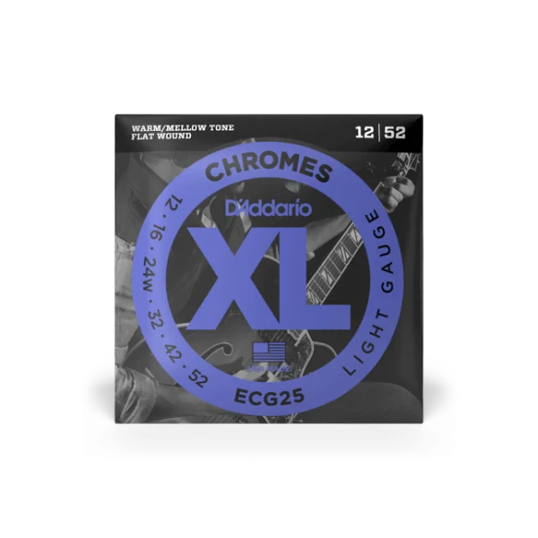 D'addario ECG25 Chromes Flat Wound, Light, 12-52 - juego de cuerdas