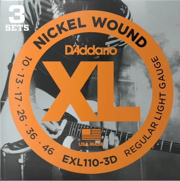 D'addario EXL110 3D Regular Light 10-46 Pack de 3 jeux - juego de cuerdas