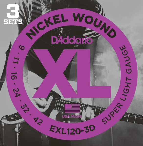 D'addario EXL120-3D Electric 3SETS Super Light 09-42 - juego de cuerdas