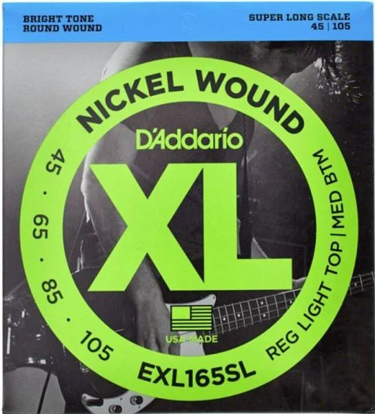 D'addario EXL165SL Electric Bass 4-String Set Nickel Round Wound Super Long Scale 45-105