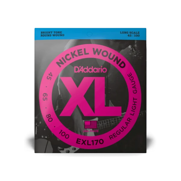 D'addario EXL170 Nickel Wound Bass, Light, 45-100, Long Scale - juego de 4 cuerdas