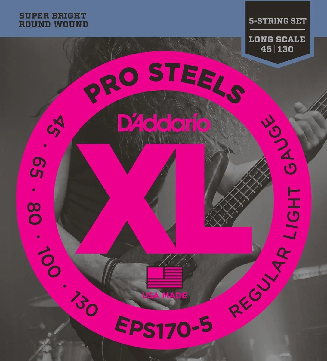 Daddario EPS170-5 prosteels 5-string bass light long scale [45-130]