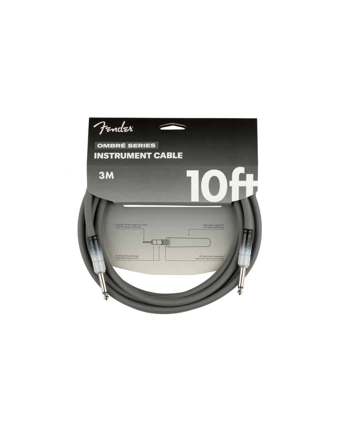 Fender 10 OMBRE INSTRUMENT CABLE SILVER SMOKE 3MT