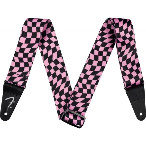 Fender Wavy Checker Poly Strap Pink Correa Guitarra